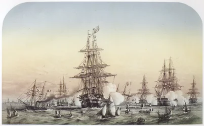 Napoleone III a Calais, in visita alla squadra britannica in partenza per la Crimea. 14 luglio 1854